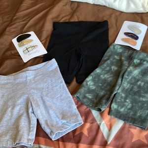 Nwot hair clips and bike shorts bundle
